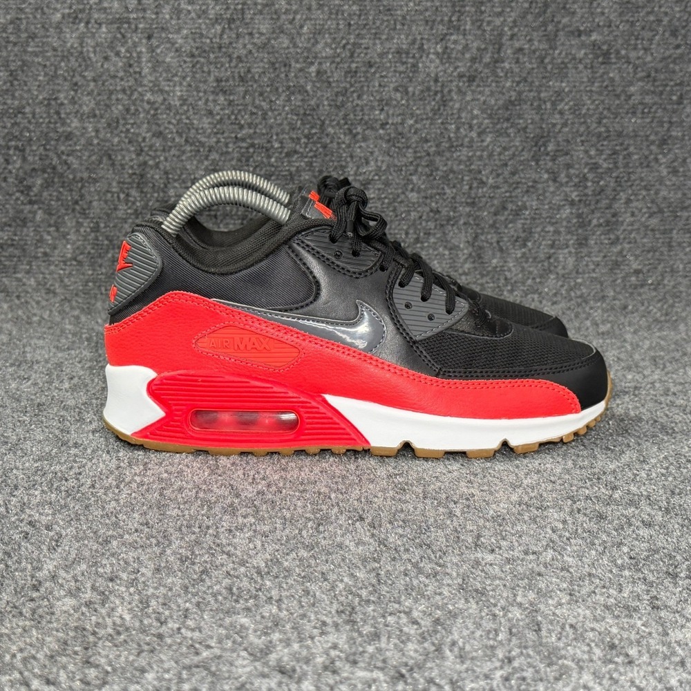 Nike Air Max 90 Essential Shoes Women's 8 Black Bright Crimson Retro Running